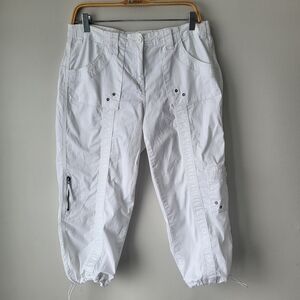 Style & Co White Cargo Jogger Pants Elastic Drawstring Hem Sz 10